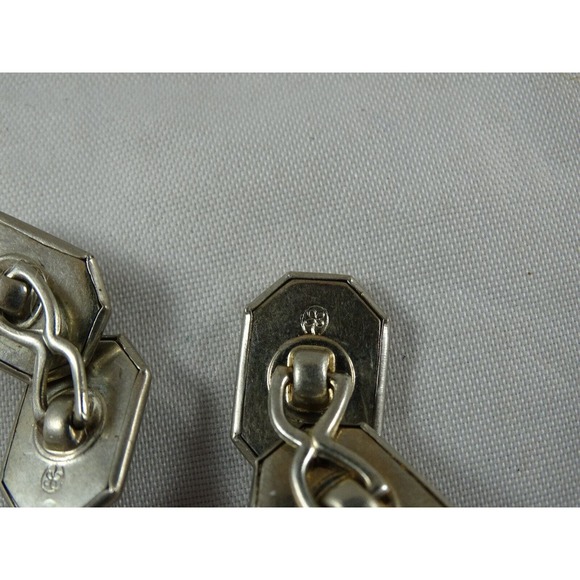 Antique Parks Bros. and Rogers Etched Cufflinks Clover Horseshoe Hallmark Silver - Picture 6 of 9